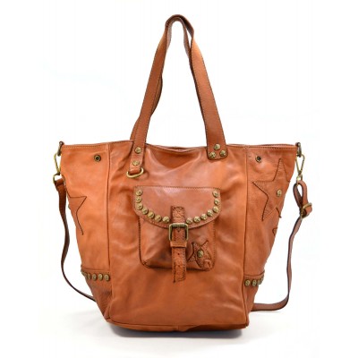 05■ Shopper Handtasche Schwarz & Beige Leder mit reißverschluss 